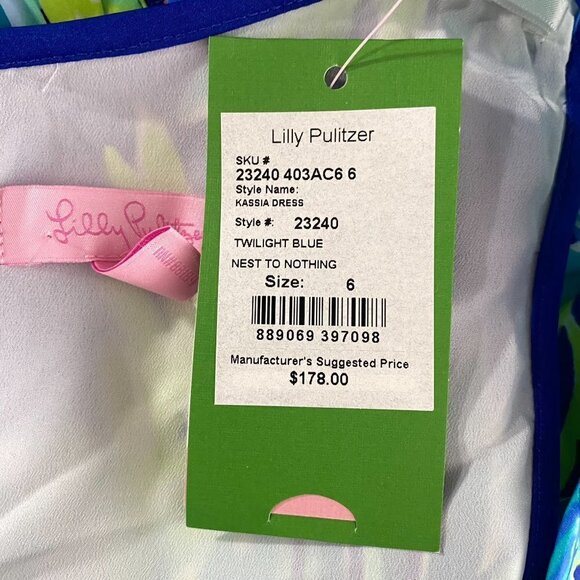 Lilly Pulitzer Kassia Dress Twilight Blue Nest to Nothing Women's Size 6 NWT - Picture 9 of 12
